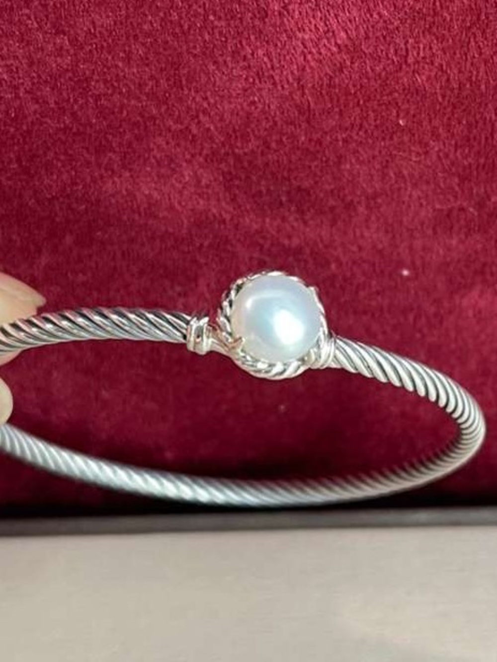 David Yurman Chatelaine Bracelet With Pearl 925 Sterling Silver 3mm medium - Picture 4 of 10